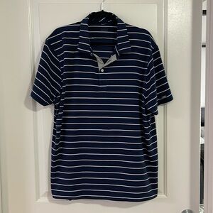 Nike Golf Player Navy Striped Dri-FIT Polo - Size XL